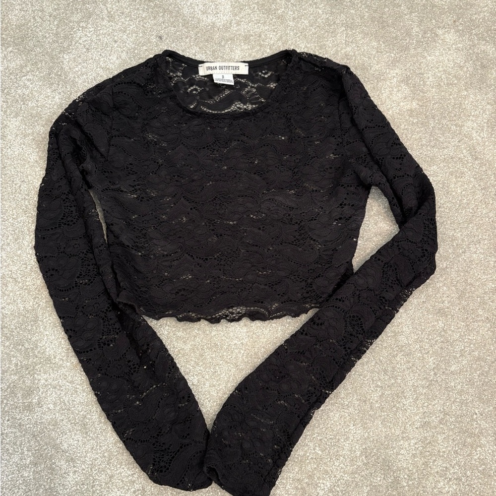 Urban Outfitters Black Fitted Crop Blouse